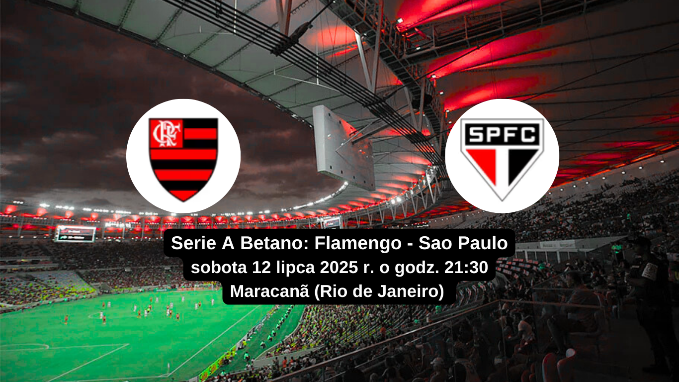 Flamengo - Sao Paulo FC logo na tle stadionu Maracanã przed meczem Serie A Betano 12 lipca 2025